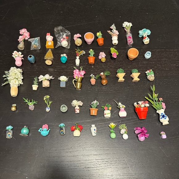 Other - Vintage Miniature Dollhouse Flowers Plants Lot Potted‎ Floral Vases 50 Pieces